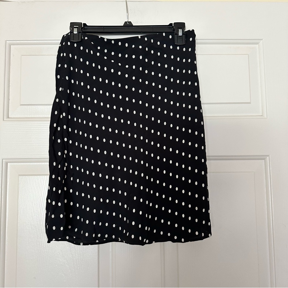 Madewell Black and White Polka Dot Midi Skirt